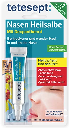 tetesept Nasen Heilsalbe – Nasenpflege Creme bei Erkältung - befeuchtet , heilt wunde Stellen und Risse & schützt die Haut der Nase – 1 x 5 g im Sale