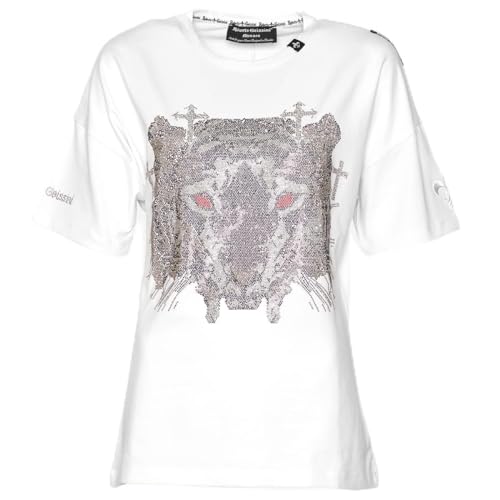 Roberto Geissini Damen T-Shirt Cross-Tiger White im Sale