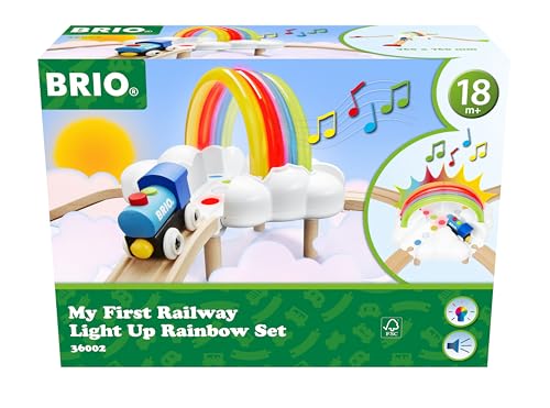 BRIO 36002 Mein erstes Bahn Regenbogen Set - Aufregendes Eisenbahn-Spiel mit kindgerechten Licht- und Soundeffekten - Passend zu Allen Produkten World und empfohlen für Kinder ab 18 Monaten