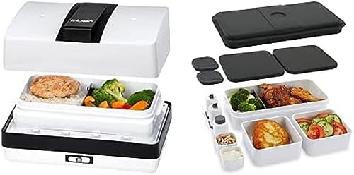 Cloer 800MBX Menübox Steamer-zum Aufwärmen von Speisen + Cloer 800S2-1 Lunch Care System - Bento Box 15-teilig