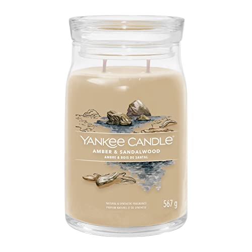 Yankee Candle Signature Duftkerze | große Kerze mit langer Brenndauer „Amber & Sandalwood“ | Soja-Wachs-Mix | Perfekte Geschenke für Frauen im Sale