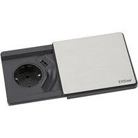 Thumbnail for Schulte 1592 7000 3600 EVOline Square 80 Schuko mit USB QI-Charger, Edelstahl