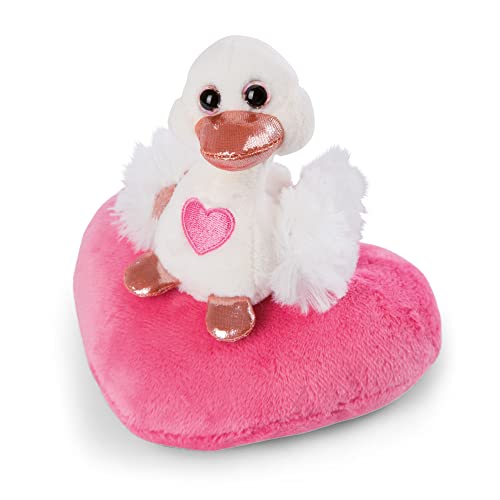 NICI Kuscheltier Love Schwan auf Herz 10cm weiß I Plüschtier für Mädchen, Jungen & Babys I Flauschiges Stofftier zum Kuscheln, Spielen – 48264