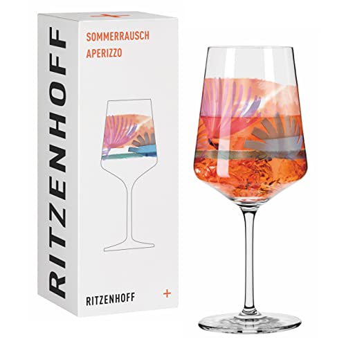 RITZENHOFF 2841010 Aperitifglas 500 ml - Serie Sommerrausch Nr. 10 mit farbenfrohem Aquarellmotiv - Made in Germany, Orange, Lila im Sale