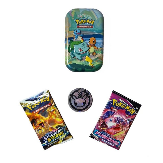 POKÉMON Sammelkarte Pokémon Mystery Box - Mini Tin, 2 x Booster, Coin - zufällig sortiert