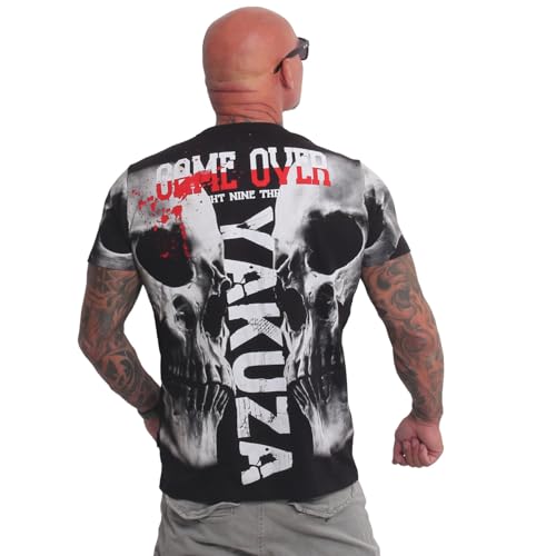 Yakuza Herren Skull V03 T-Shirt, Schwarz, L im Sale