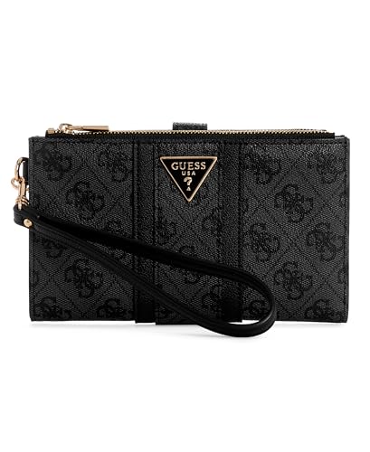 GUESS Noreen SLG Double Zip Organizer Coal Logo im Sale