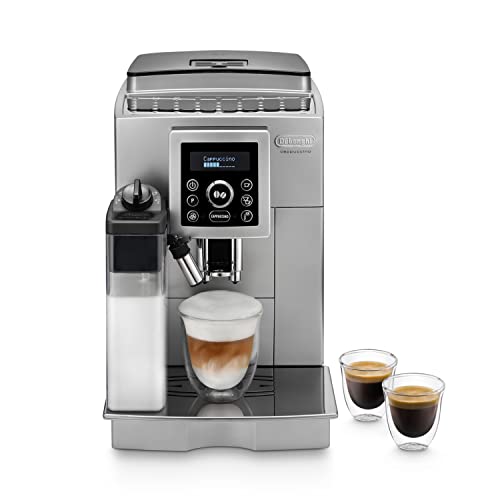 De'Longhi ECAM 23.466.S Perfetto Kaffeevollautomat mit LatteCrema Milchsystem, Cappuccino und Espresso auf Knopfdruck, Digitaldisplay mit Klartext, 2TassenFunktion, großer 1,8 l Wassertank, silber im Sale