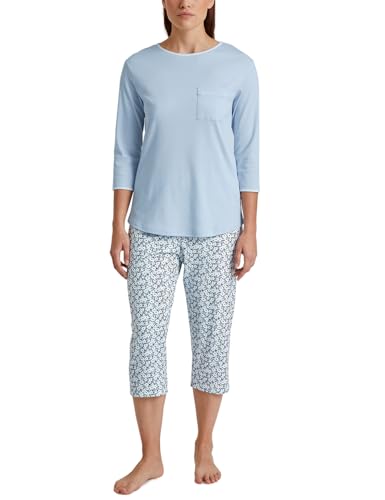 CALIDA Sweet Dreams 3/4-Pyjama Damen, aus 100% Baumwolle, Hose mit stoffbezogenem Gummibund im Sale