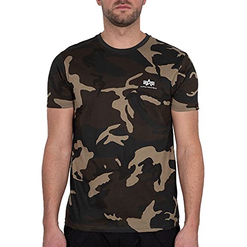 Alpha Industries Herren Basic T Small Logo T-Shirt, Blickdicht, Wdl Camo 65, im Sale