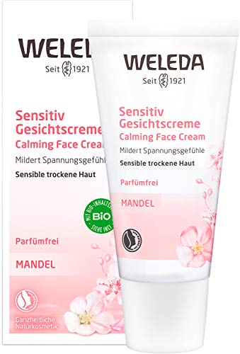 WELEDA Bio Mandel Sensitiv Feuchtigkeitscreme - unparfümierte Naturkosmetik Feuchtigkeitspflege Gesichtscreme beruhigt sensible, trockene Haut & sorgt für einen gesunden Teint (1x 30 ml) im Sale