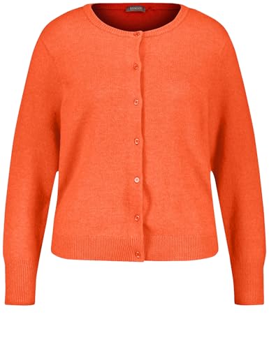 Samoon Damen Wärmende Strickjacke mit Knopfleiste Langarm unifarben Orange 50 im Sale