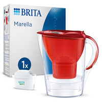 Thumbnail for BRITA Wasserfilter-Kanne Marella rot (2,4l) inkl. 1x MAXTRA PRO All-in-1 Kartusche – Wasserfilter für Trinkwasser reduziert Kalk, Chlor, Blei, Kupfer & geschmacksstörende Stoffe im Leitungswasser