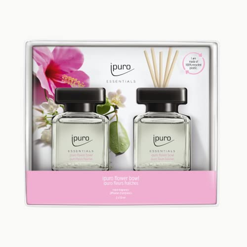 ipuro - erfrischender ipuro flower bowl Raumduft Set - dezenter Raumerfrischer mit blumigen & belebenden Noten - stilvoller Lufterfrischer in der Wohnung für ein puristisches Dufterlebnis 2 x 50 ml