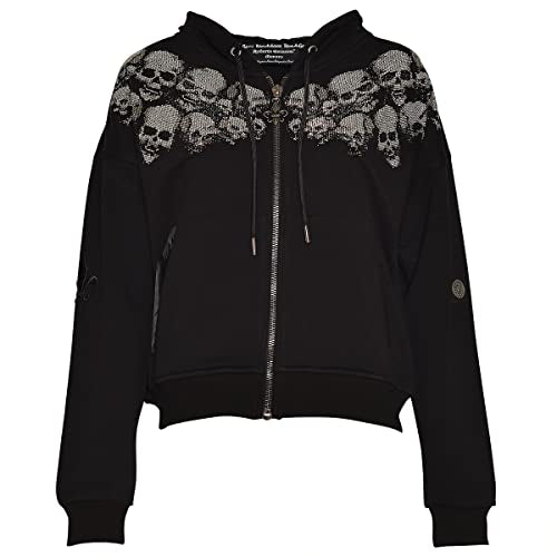 Roberto Geissini Damen Sweatjacke - Silver Skull - Black M im Sale