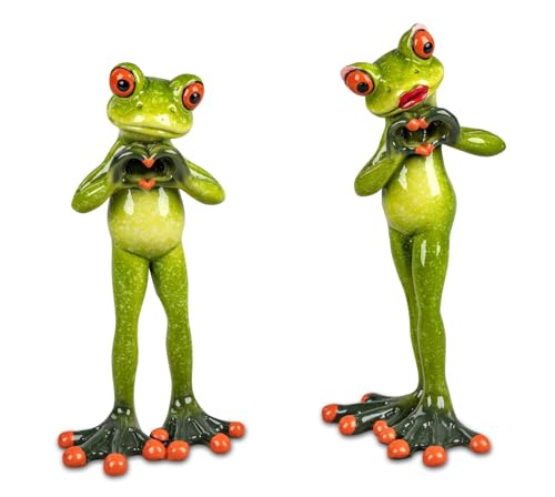 formano 2er Set Froschpaar verliebt mit Herz lustige Frösche 16cm Figur Dekoration