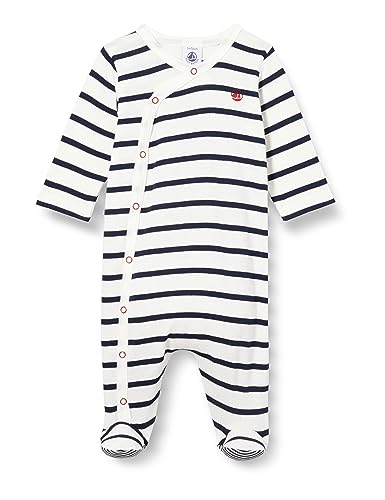 Petit Bateau Unisex Baby A08ay Pyjama Zum Schlafen Gut, Weiss Marshmallow / Blau Smoking, 9 Monate EU im Sale