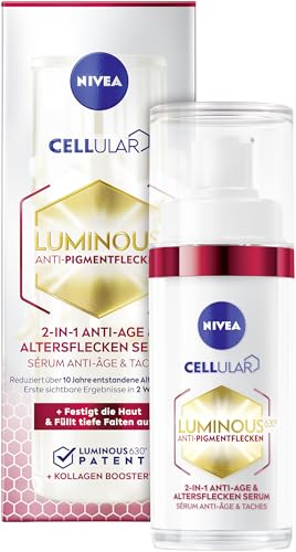 NIVEA Anti-Aging Serum gegen Pigmentflecken, Gesichtspflege mit Kollagen Booster und Hyaluronsäure für reife Haut, Cellular LUMINOUS630 2-in-1 Anti-Age & Altersflecken Serum (30 ml) im Sale