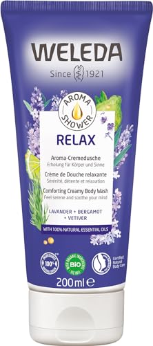 WELEDA Bio Relax Duschgel vegan - Naturkosmetik Aroma Shower Duschseife für Frauen & Männer mit Lavendel / Bergamotte Duft, Natürliche Hautpflege Dusche zur Reinigung von Gesicht & Körper (1x 200ml) im Sale