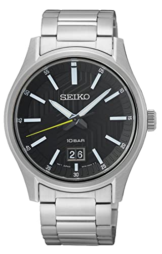 Seiko Herren Analog Quarz Uhr mit Edelstahl Armband SUR535P1 im Sale