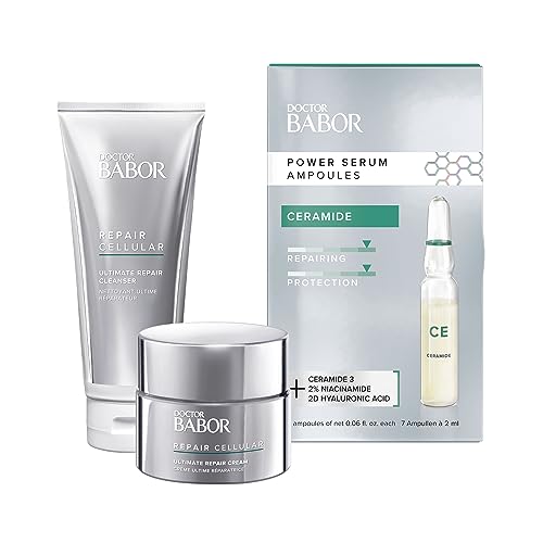 DOCTOR BABOR, Ultimate Repair Gesichtscreme, regenerierend und reichhaltig 50ml + Ultimate Repair Cleanser, milde Reinigung 200 ml + Power Serum Ceramide Gesichtsampullen, Hyaluronsäure+Ceramide 7x2ml im Sale