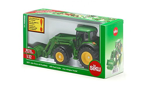 Siku 3652, John Deere Traktor mit Frontlader, 1:32, Metall/Kunststoff, Grün, Beweglicher Frontlader, Abnehmbare Fahrerkabine im Sale