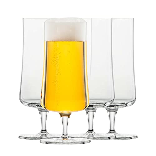 SCHOTT ZWIESEL Pilsglas Beer Basic 0,3 l (4er-Set), klassische Biertulpe mit Moussierpunkt, spülmaschinenfeste Tritan-Kristallgläser, Made in Germany (Art.-Nr. 130006) im Sale