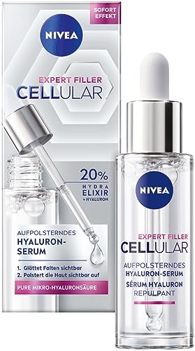 NIVEA Cellular Expert Filler Aufpolsterndes Hyaluron-Serum (30 ml), leichtes und schnell einziehendes Serum, nicht klebendes Anti Falten Serum mit 20% Hydra Elixir im Sale