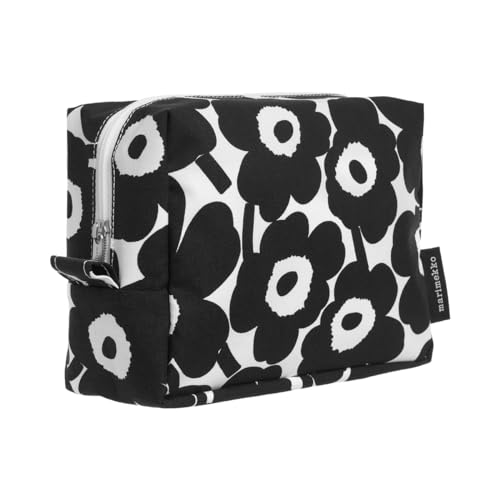 MARIMEKKO Vilja Mini Unikko Kosmetiktasche aus Frottee, Baumwolle, Schwarz – Kosmetiktasche mit Blumenmuster für Ihre Reiseutensilien – 22,9 x 10,2 x 17,8 cm im Sale