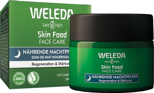 WELEDA Bio Skin Food Nachtpflege Regeneration & Stärkung - Naturkosmetik Hautpflege Gesichtscreme mit Inka Nussöl, Sheabutter & Rosmarin. Natürliche Gesichtspflege Feuchtigkeitscreme (vegan / 40ml) im Sale