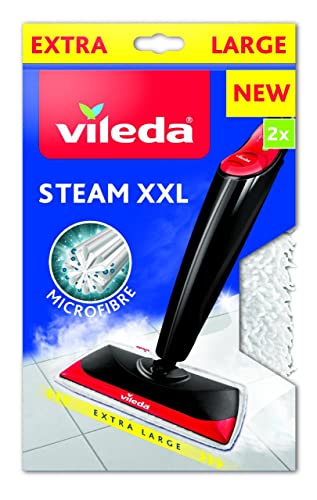 Vileda Steam XXL Mikrofaser Ersatzpads, Dampfreiniger Ersatzbezüge, Reinigung großer Flächen, entfernt bis zu 99,9% der Bakterien und Viren, für alle Böden, 2er Pack Weiß im Sale