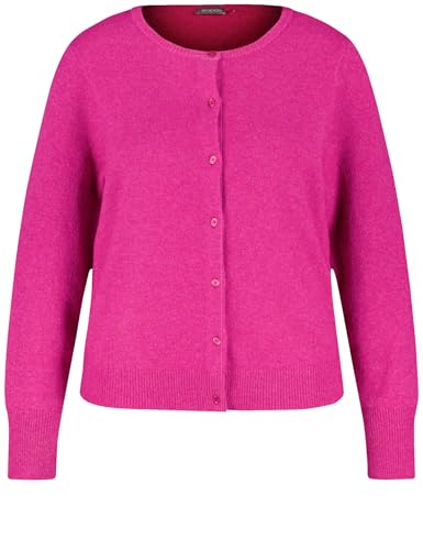 Samoon Damen Wärmende Strickjacke mit Knopfleiste Langarm unifarben Bright Amazing Pink 46 im Sale