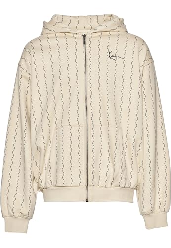 Karl Kani Herren KM233-053-1 KK Chest Signature Os Ziczac Pinstripe Full Zip Hoodie S Off White