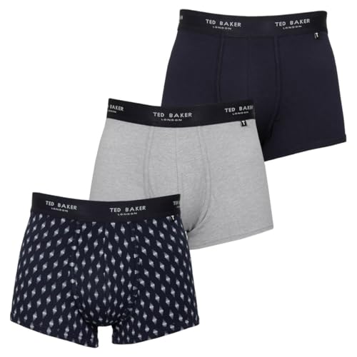 Ted Baker Herren-Boxershorts Dreierpack - blau/Grau/Verblasst Geo Navy - im Sale