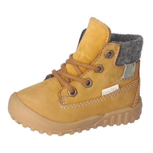 RICOSTA Jungen Stiefel DEANY, Kinder Lauflernschuhe, Weite: Weit, CareTEX, schnürstiefel, Booties, wasserdicht, senf/Mustard (760), 23 EU im Sale