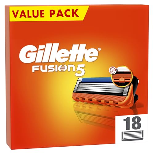 Gillette Fusion 5 Rasierklingen für Rasierer, 18 Ersatzklingen für Nassrasierer Herren mit 5-fach Klinge, Made in Germany im Sale