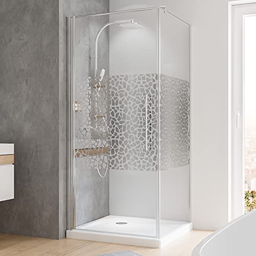 Schulte Duschkabine Glas-Dusche 90x90, 5mm Stärke Drehtür und Seitenwand chrom-optik Sicherheitsglas terrazzo