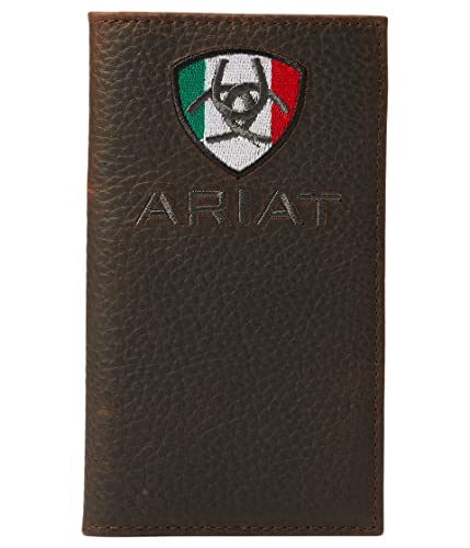 Ariat Men's Rodeo Wallet Mexican Flag Logo, Brown