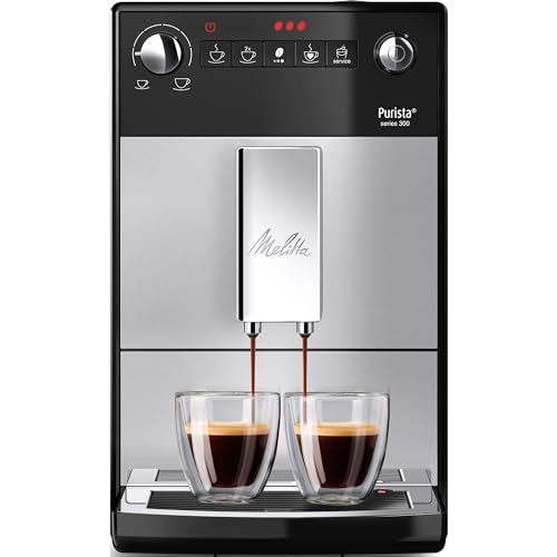 Melitta Purista - Kaffeevollautomat mit Lieblingskaffee-Funktion, Kaffeemaschine mit Mahlwerk und 3-stufig einstellbarer Kaffeestärke, für Kaffee und Espresso, schwarz im Sale