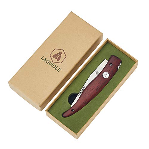 LAGUIOLE - 4268495 Klappmessersaus Ergonomischer Grifflrostfreie Stahlklinge Ideal für Den Außen Und Alltag, 11 cm Geschlossen, Braunes Holz - Metal, Imitation Leather - Braun