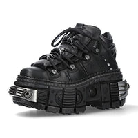 Thumbnail for New Rock M.WALL106-S10 Unisex-Stiefel, TANK-Sohle, mit Schnürung, Leder, Schwarz, Unisex, Schwarz , 39 EU im Sale