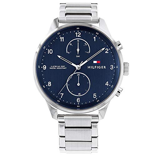 Tommy Hilfiger Multi Zifferblatt Quarz Uhr für Herren mit Silbernes Edelstahlarmband - 1791575 im Sale