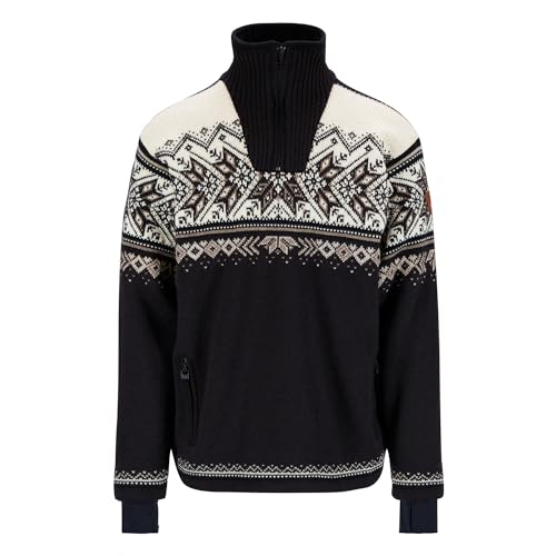 Dale of Norway Vail Wetterfester Herren Pullover - 100% Leichter Woll-Skisweater - Winddichter Wollpullover für Männer, Schwarzer Sandstein, Groß im Sale