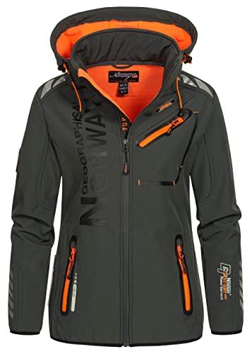 Geographical Norway Damen Softshell Funktions Outdoor Regen Jacke Sport (L, Grau/Orange) im Sale