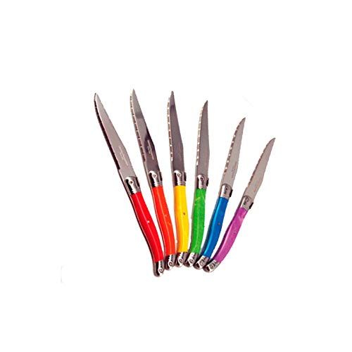 LAGUIOLE 6 Steakmesser. Ambiance Set messer, in gesättigten leuchtenden. Edelstahl Farben im Geschenkkarton mit durchsichtigem Deckel Länge 23cm Griff aus ABS (Bunt)