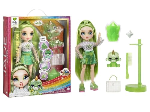 Rainbow High Modepuppe mit Schleim & Haustier - Jade (Grün) - 28 cm Schimmernde Puppe mit Glitzerschleim, Magischem Haustier und Modeaccessoires - Kinderspielzeug - Ideal für 4-12 Jahre