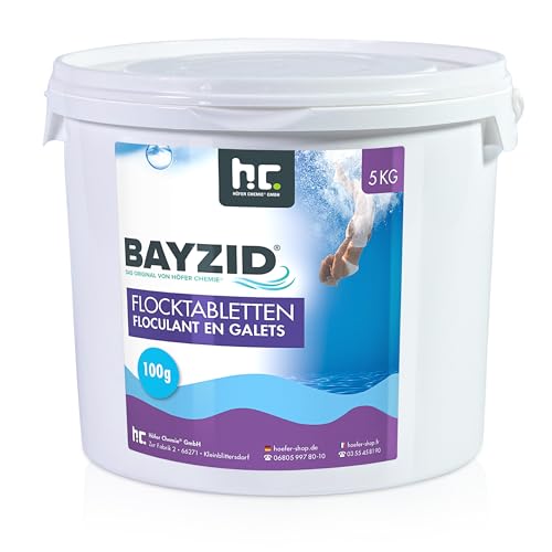 Höfer Chemie 1 x 5 kg BAYZID Pool Flockungsmittel Tabletten Flocktabletten - einfache Anwendung gegen Trübungen + kristallklares Poolwasser