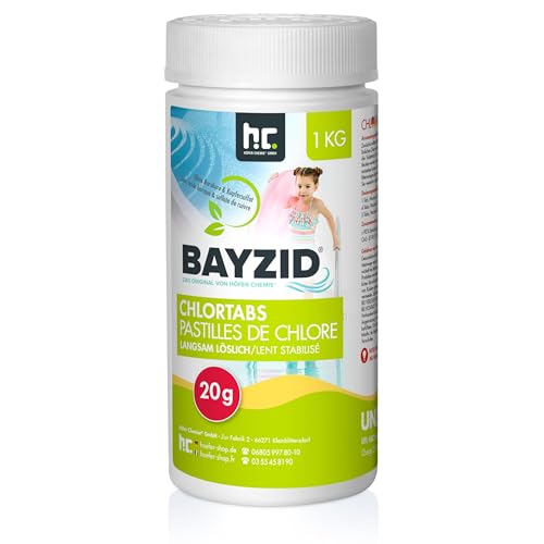 Pool Chlor Tabletten 20g 1 x 1 kg BAYZID von Höfer Chemie zur dauerhaften Chlorung von Pool und Schwimmbad - HOCHWIRKSAM und EFFEKTIV gegen Bakterien und Pilze