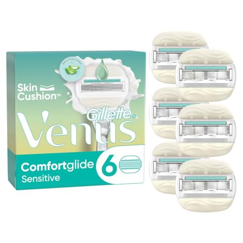 Gillette Venus Comfortglide 5 Sensitive, Rasierklingen Damen, 6 Ersatzklingen im Sale