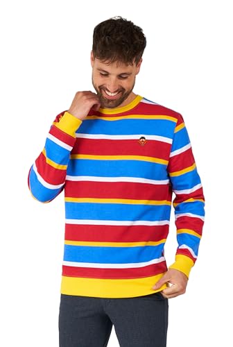 OppoSuits Herren Sesamstraße Pullover - Offizieller Ernie™ Pullover - Slim Fit - Pullover Sweatshirt - Multicolor - Langarm - Rundhalsausschnitt im Sale